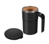 SMZhomeone Tasse à café rechargeable en acier inoxydable à double paroi avec mélangeur amovible de type C - 380 ml - Pour la maison, le bureau, les voyages (noir)