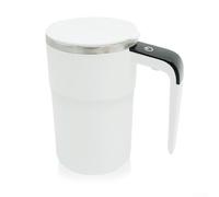 SMZhomeone Tasse à café rechargeable en acier inoxydable à double paroi avec mélangeur amovible de type C pour la maison, le bureau, les voyages (blanc)