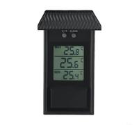 SMZhomeone Thermomètre à affichage numérique max min pour serre de jardin, intérieur et extérieur, affiche le courant haute basse température, résistant à l'eau IP45, matériau ABS, blanc (noir)