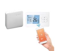 SMZhomeone Thermostat d'ambiance programmable sans fil intelligent avec contrôle par application Tuya, paramètres de température précis, verrouillage enfant, boîtier PC ignifuge