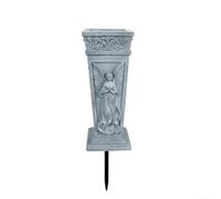 SMZhomeone Vase tombeau en résine avec relief d'ange et trous de drainage, récipient à fleurs gris pour tombe, décoration de cimetière et affichage de jardin (B)