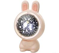 SMZhomeone Veilleuse à projection de lapin USB avec 3 diapositives, couleurs réglables, boîte à musique intégrée et batterie 1200 mAh pour chambre de fille ou décoration de chambre d'enfant (rose)