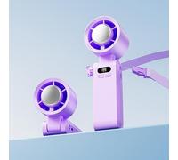 SMZhomeone Ventilateur de cou rechargeable avec technologie de refroidissement à glace, moteur 12 000 tr/min, batterie 3600 mAh, ventilateur de bureau portable avec écran LED (violet)