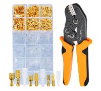 SN-58B + 600 pièces Bornes de Câble - Pince à sertir à cliquet - 0.25-1.5 mm² - Outil de sertissage - Orange