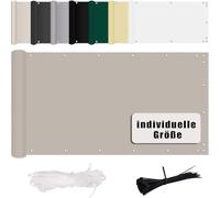 Sn Brise-vue sans perçage pour balcon - Protection UV et vent - Polyester lourd 160 g/m² - Montage facile avec accessoires - 100 x 1200 cm - Taupe - Pour terrasse, terrasse et jardin
