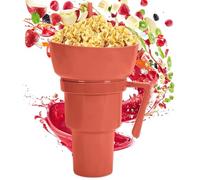 Snack and Drink Cup, Travel Food Container, Leakproof -Use Tumbler, Built-In Holder Design, Easy Carry Grip, Spill-Resistant Lid, Perfect for Chips, Candy, Juice, Tea, Party, Outdoor