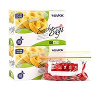 Snack Bag Zipper Sacs de rangement pour aliments Petit - 6,3 x 4 pouces (200 pièces) Micro-onde Congélateur Coffre-fort