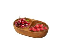 Snack Bowl - Bois, 2,7 x 1,77 cm Dish Holder Double compartment Design | Versatile Food Container Kitchen Serving Bowl, Wooden Snack Dish Dish For Fruits, Nuts, Céréales, Salads, Candy, Parties