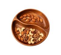 Snack Bowl - Bol À Snacks Double Compartiment En Bois | Présentoir De Collations Rustique Pour Noix, Bonbons, Fruits, Salades - Plat De Service Pour Fête, Cuisine, Bar, Restaurant, Pique-Nique