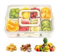 Snack Box à 8 Compartiments,Assiette de Snacks Plateaux à Collations Bol à Collation avec Couvercle Poignée Assiette à Collation Portable pour Candy Vegan Cookies Nuts Dessert (30*22*7cm)