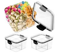 Snack Box, Boite Rangement Plastique Alimentaire, Boîte Alimentaire avec 4 Compartiments, Boite Alimentaire Hermetique, Boite Rangement Alimentaire pour Bureau, Barre de Canapé et Tiroirs, 2-Piece Set