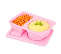 Snack Container Box, Leakproof Food Storage, Foldable Lunch Box, 2 Compartment Silicone Design Portable Travel Meal Organizer for School Work Picnic Sauce Condiment Lunch Use 5.91x3.74x0.91 inches