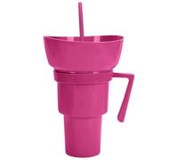 Snack Cup, Drink Container, Double Chamber Design, Built In Straw Lid, Food Bowl for Fruit, Candy, Chips, Popcorn, Beach, Picnic, Travel, Outdoor, Car, School, Offices, Parties, Multicolor