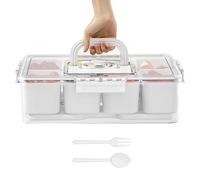 Snack divisé avec couvercle - Organisateur alimentaire réutilisable, portable | Multi Section Compartment Container Travel Beach, Boîte à lunch avec couverture pour étudiant en camping