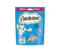 Snack pour chats Catisfactions, collations pour chat adulte et chiots goût saumon | 3 boîtes de 180 grammes chacun.