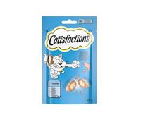 Snack pour chats Catisfactions, collations pour chat adulte et chiots goût saumon | 6 paquets de 60 grammes chacun.