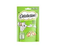 Snack pour chats Catisfactions, collations pour chat adulte et chiots goût thon | 6 paquets de 60 grammes chacun.