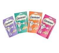 Snack pour chats Catisfactions, collations pour chats adultes et chiots de toutes tailles et races, goût viande canard, poulet, dinde et boeuf | 4 paquets de 60 grammes chacun.