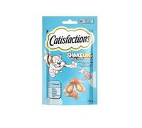 Snack pour chats Catisfactions ShakeUps, collations pour chat adulte et chiots goût fruits de mer | 6 paquets de 55 grammes chacun.