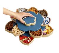 Snack Prep Containers - Rotating Serving Tray, Double Layer Dustproof Platter | Divided Snack Platter Organizer with Lid Perfect for Candy Cookie Dessert Nut Food Home Restaurant Office Camping Travel