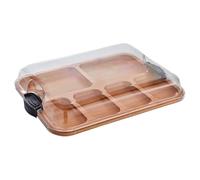 Snack Serving Tray, Charcuterie Board, Multi-Use Compartment Wooden Food Platter with Clear Locking Lid for Home Christmas Thanksgiving Holiday Gatherings, 15x11 inches