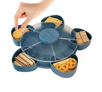 Snack Tray With Lid - Rotating Divided Container, 1 Piece Party Platter For Fruits, Nonslip Base Serving Dish With Sections, Kitchen Gear, Portable Appetizer Box For Travel, Picnics And Tables