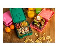 schmatzfatz Easy Bento Lunch Box Enfant - Sans BPA - Boîte à repas avec 4 compartiments - Ouverture et Nettoyage Facile - Idéal pour l'école, Sport et la Maternelle (Verte)