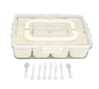 Snackle Box, Container Portable Clear Divided Serving Tray with Lid and Handle 8 Compartment for Snacks Fruits Veggies Nuts Candy Charcuterie Picnic Travel