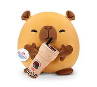 Snackles Capybara Bubble Tea de ZURU - Peluche 40 cm avec Accessoire Snack, Cadeau Saint-Valentin