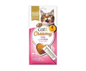 Snacks crémeux pour Chats Catit Creamy Thon et Crabe, 4 Tubes x 10 g
