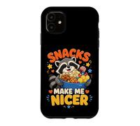 Snacks Make Me Nicer Feral Raton Laveur Fast Food Amateur de collations Coque pour iPhone 11