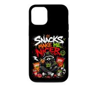 Snacks Make Me Nicer Feral Raton Laveur Fast Food Amateur de collations Coque pour iPhone 12/12 Pro