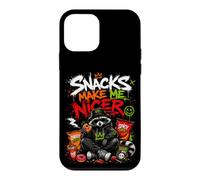Snacks Make Me Nicer Feral Raton Laveur Fast Food Amateur de collations Coque pour iPhone 12 Mini