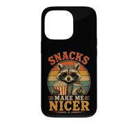 Snacks Make Me Nicer Feral Raton Laveur Fast Food Amateur de collations Coque pour iPhone 13 Pro