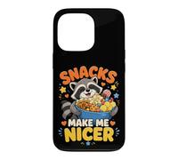 Snacks Make Me Nicer Feral Raton Laveur Fast Food Amateur de collations Coque pour iPhone 13 Pro