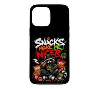Snacks Make Me Nicer Feral Raton Laveur Fast Food Amateur de collations Coque pour iPhone 13 Pro Max