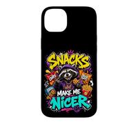 Snacks Make Me Nicer Feral Raton Laveur Fast Food Amateur de collations Coque pour iPhone 14 Plus