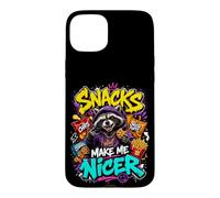 Snacks Make Me Nicer Feral Raton Laveur Fast Food Amateur de collations Coque pour iPhone 15 Plus