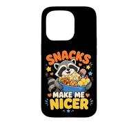 Snacks Make Me Nicer Feral Raton Laveur Fast Food Amateur de collations Coque pour iPhone 15 Pro