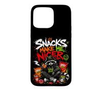 Snacks Make Me Nicer Feral Raton Laveur Fast Food Amateur de collations Coque pour iPhone 15 Pro Max