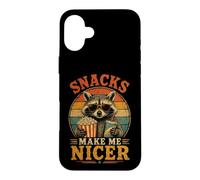 Snacks Make Me Nicer Feral Raton Laveur Fast Food Amateur de collations Coque pour iPhone 16 Plus