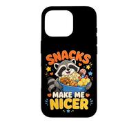 Snacks Make Me Nicer Feral Raton Laveur Fast Food Amateur de collations Coque pour iPhone 16 Pro