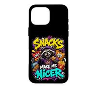 Snacks Make Me Nicer Feral Raton Laveur Fast Food Amateur de collations Coque pour iPhone 16 Pro Max