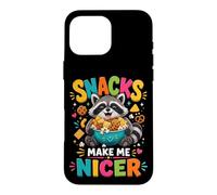 Snacks Make Me Nicer Feral Raton Laveur Fast Food Amateur de collations Coque pour iPhone 16 Pro Max