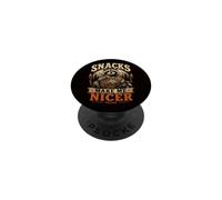 Snacks Make Me Nicer Feral Raton Laveur Fast Food Amateur de collations PopSockets PopGrip Adhésif