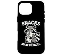 Snacks Make Me Nicer Mignon Raton laveur drôle gourmand mangeant chef Coque pour iPhone 16 Pro Max