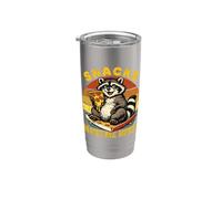 Snacks Make Me Nicer Raccoon Funny Raton laveur mangeant une pizza Gobelet isotherme en acier inoxydable double paroi