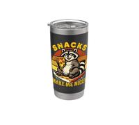 Snacks Make Me Nicer Raccoon Funny Raton laveur mangeant une pizza Gobelet isotherme en acier inoxydable double paroi