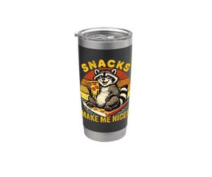 Snacks Make Me Nicer Raccoon Funny Raton laveur mangeant une pizza Gobelet isotherme en acier inoxydable double paroi