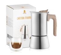 Snadi - Cafetière Italienne Moka | Design Moderne et Élégant | Pour Induction, Vitrocéramique, Électrique et Gaz | Ergonomique et Robuste | Acier Inoxydable | Café Expresso (6 Tasses)